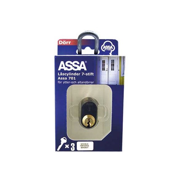 Assa Abloy Cylinder 701 3 nycklar brunoxid butiksförpackning