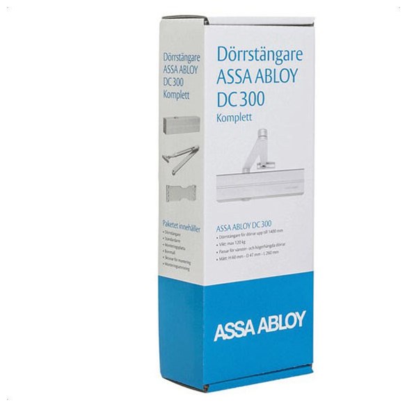ASSA ABLOY Dörrstängare DC300 komplett silver