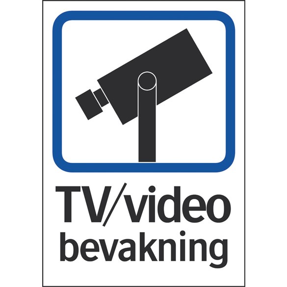Systemtext Skylt TV/Video bevakning hårdplast A4
