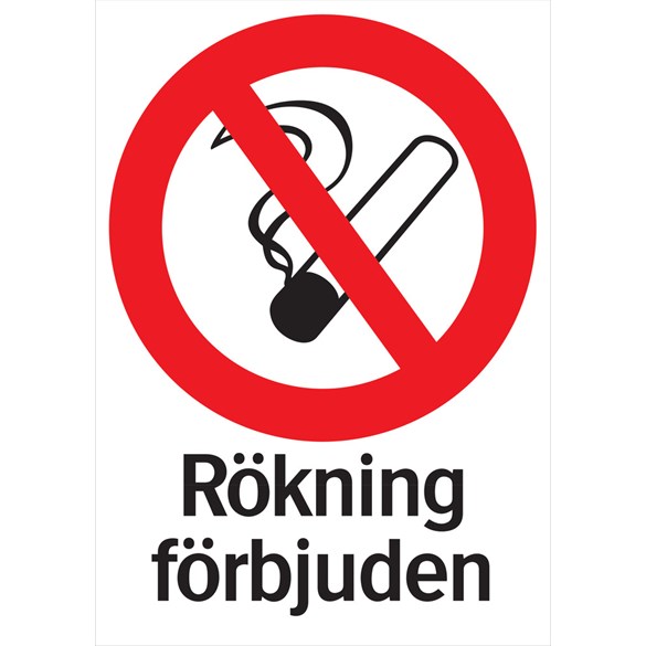 Systemtext Skylt Rökning förbjuden A3