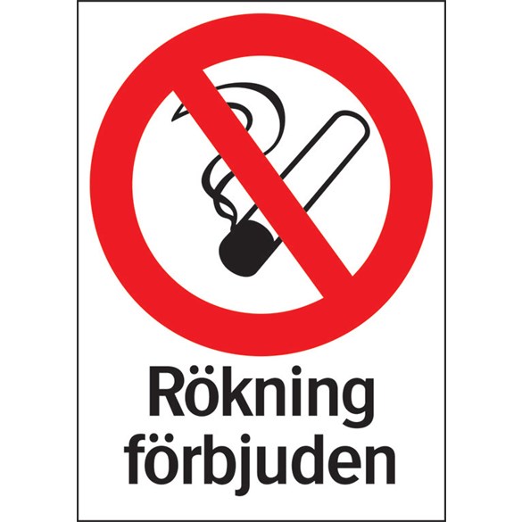 Systemtext Skylt Rökning förbjuden A4