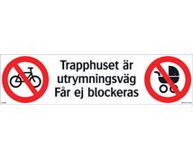 Systemtext Skylt Trapphus barnvagnsförbud